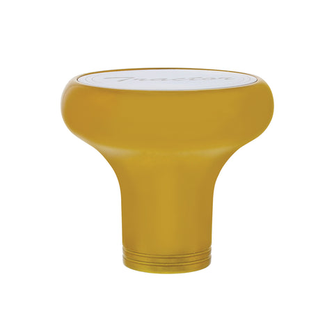 Deluxe Aluminum Screw-On Air Valve Knob With Stainless Tractor Plaque - Electric Yellow