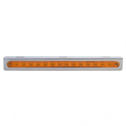 Stainless Light Bracket With 14 LED 12" Sequential Light Bar (Left to Right) - Amber LED/Amber Lens