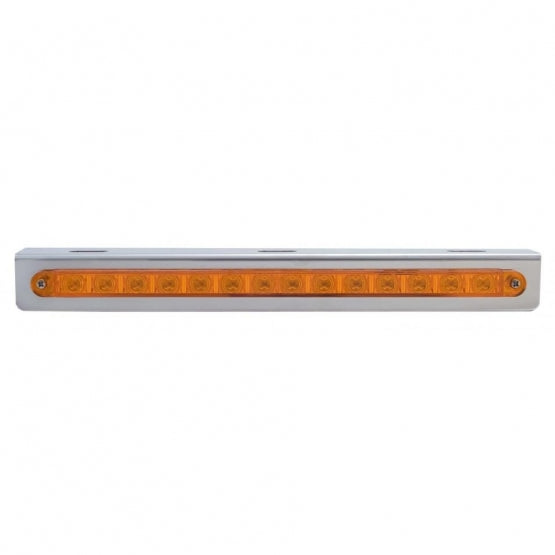Stainless Light Bracket With 14 LED 12" Sequential Light Bar (Left to Right) - Amber LED/Amber Lens