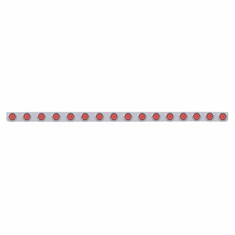 79-1/2" Stainless Bumper Light Bracket With 16X 9 LED 2" Lights & Visors - Red LED/Red Lens