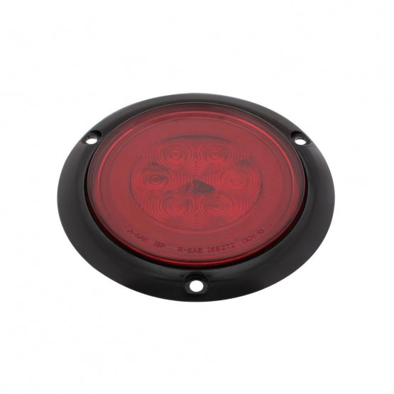 21 LED 4" Round Flange Mount GloLight (Stop, Turn &amp; Tail) - Red LED/Red Lens