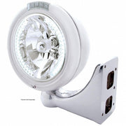 CHROME PB "CLASSIC" PB HEADLIGHT W/ AMBER DUAL FUNCTION SIGNAL LIGHT - 34 WHITE LED CRYSTAL HALOGEN