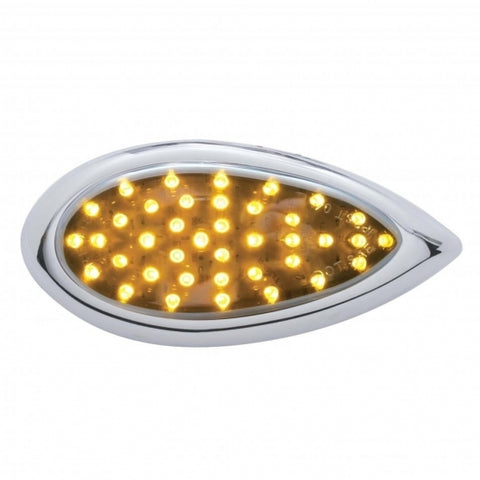  39 AMBER LED "TEARDROP" AUXILIARY/UTILITY LIGHT W/ CHROME "TEARDROP" BEZEL - CHROME LENS