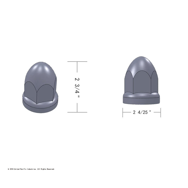 1 1/2" x 2 3/4" Chrome Plastic Bullet Nut Cover w/ Flange - Push-On (20 Pack)