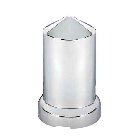 33mm X 3-3/16" Chrome Plastic Pointed Nut Cover W/ Flange - Push-On (60 Pack)