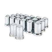 33mm X 3-3/16" Chrome Plastic Pointed Nut Cover W/ Flange - Push-On (Color Box Of 20)