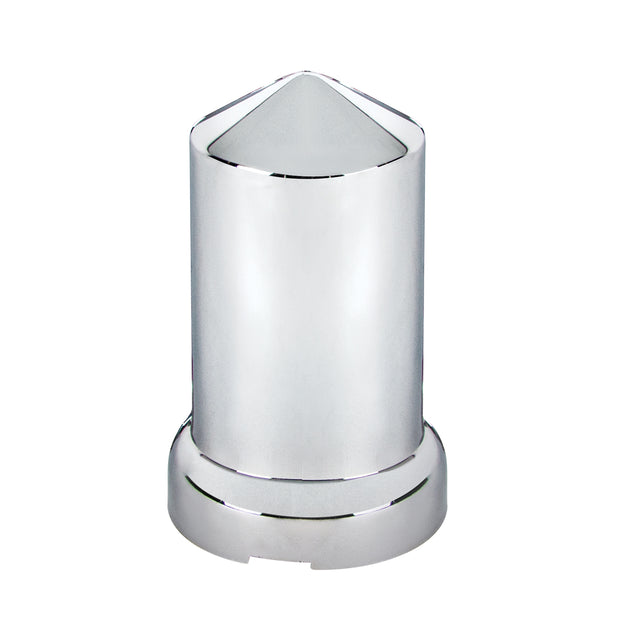 33mm X 3-3/16" Chrome Plastic Pointed Nut Cover W/ Flange - Push-On (Color Box Of 20)