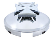 4 Even Notched Chrome Front Hub Cap w/ Iron Cross Spinner - 1" Lip