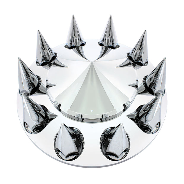 Chrome Pointed Front Axle Cover w/ 33mm Spike Thread-On Nut Cover