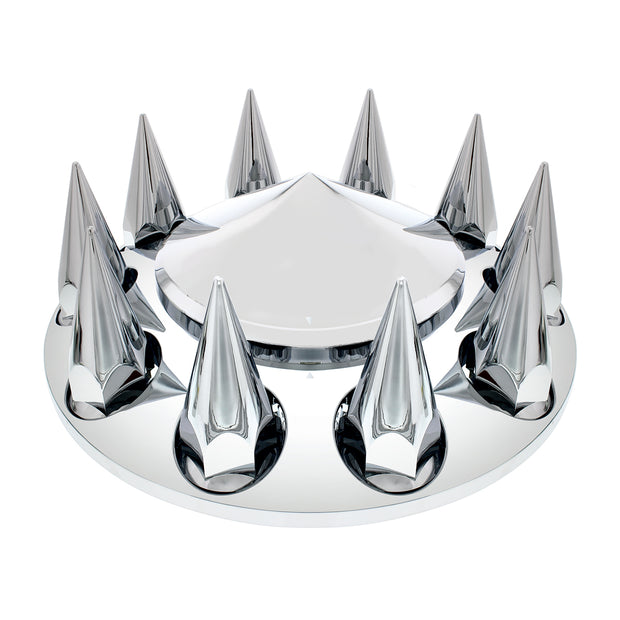 Chrome Pointed Front Axle Cover w/ 33mm Spike Thread-On Nut Cover