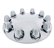 Chrome Moon Front Axle Cover W/ 33mm Nut Cover - Thread-On