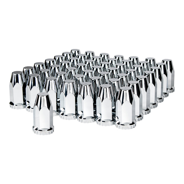 33mm X 4" Chrome Plastic Extra Tall Nut Cover W/ Flange - Thread-On (60 Pack)