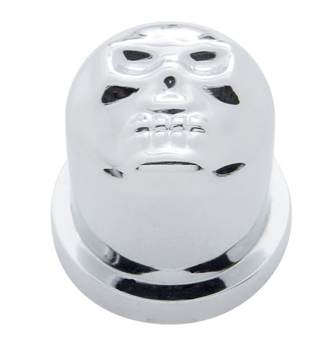 5/8" X 1 1/4" Chrome Plastic Skull Nut Cover, Push-On Style