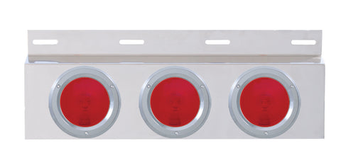 Stainless Top Mud Flap Plate w/ Three 4" Lights & Bezel - Red Lens