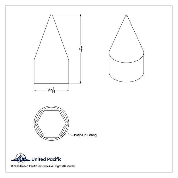 1 1/2" x 4 1/8" Chrome Plastic Spike Nut Cover - Push-On