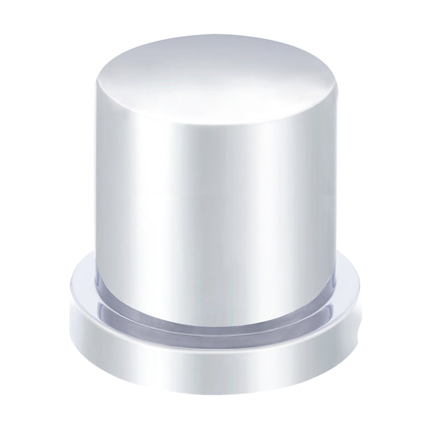 33mm X 2" Chrome Plastic Flat Top Nut Cover W/ Flange - Push-On (10 Pack)