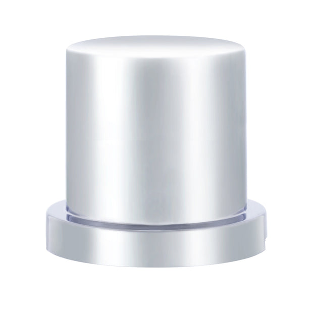 33mm X 2" Chrome Plastic Flat Top Nut Cover W/ Flange - Push-On (10 Pack)