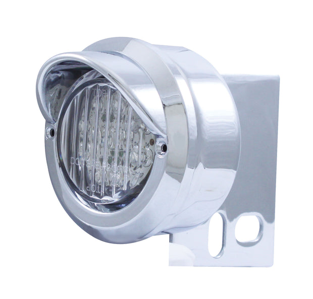 9 LED Mud Flap Hanger End Light w/ Visor - Amber LED/Clear Lens