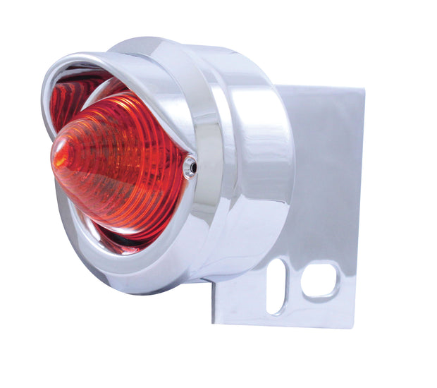 9 LED Beehive Mud Flap Hanger End Light w/ Visor - Red LED/Red Lens