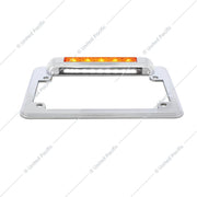 Chrome Motorcycle License Plate Frame With Auxiliary Light - Amber LED/Amber Lens