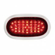 40 RED LED VINTAGE OVAL S/T/T LIGHT W/ CHROME FLUSH MOUNT BEZEL - RED LENS