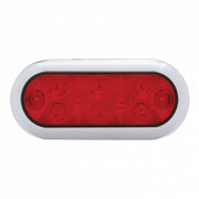 10 RED LED OVAL S/T/T LIGHT W/ CHROME BEZEL - RED LENS