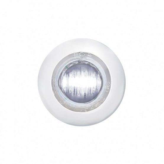 3 WHITE LED MINI CLEARANCE/MARKER LIGHT WITH STAINLESS STEEL BEZEL - CLEAR LENS