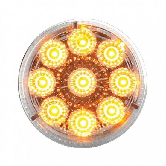 9 AMBER LED 2" REFLECTOR CLEARANCE/MARKER LIGHT - CLEAR LENS 