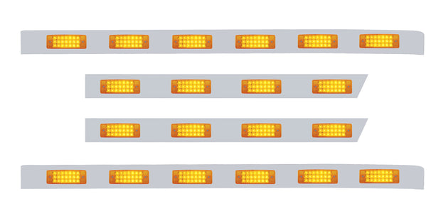 Peterbilt 63" Stainless Sleeper Panel w/ Twenty 21 LED Rectangular - Amber LED/Amber Lens