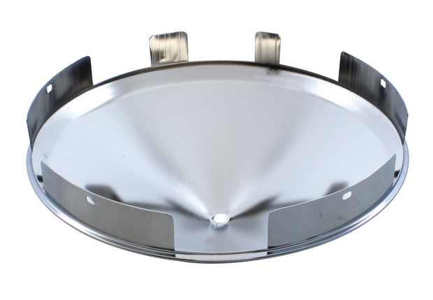 6 Uneven Notched Stainless Front Hub Cap w/ 3 Bar Left Swing Spinner - 1" Lip