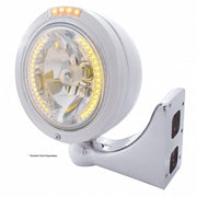 S.S. PB "BULLET" PB HEADLIGHT W/ AMBER DUAL FUNCTION SIGNAL LIGHT - 34 AMBER LED CRYSTAL HALOGEN