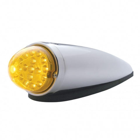 17 AMBER LED ROUND CLEAR REFLECTOR DUAL FUNCTION CAB LIGHT W/ CHROME DIE CAST HOUSING - AMBER LENS