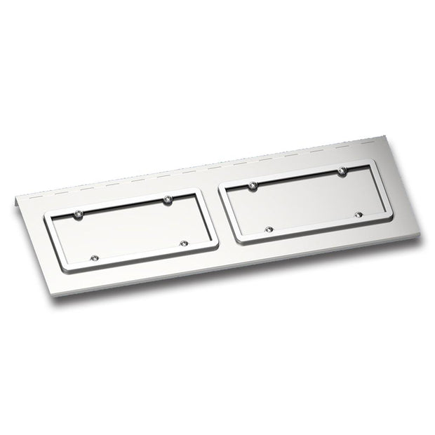 Stainless Dual License Plate/Swing Plate For Kenworth W900 w/ Texas Style Bum