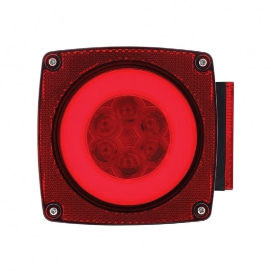 SQUARE LED COMBINATION GLO LIGHT - 24 RED LED + 1 RED LED SIDE MARKER + 3 WHITE LED - DRIVER