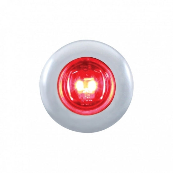 2 RED LED MINI CLEARANCE/MARKER LIGHT WITH STAINLESS STEEL BEZEL - RED LENS