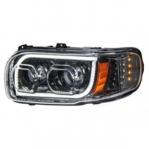 High Power LED Blackout Headlight w/ LED Position Light & LED Turn Signal For 2008+ Peterbilt 388/389