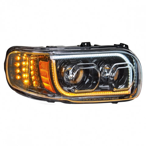 High Power LED Blackout Headlight w/ LED Position Light & LED Turn Signal For 2008+ Peterbilt 388/389