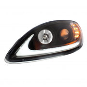 Black Projection Headlight With LED Turn Signal For IN Prostar