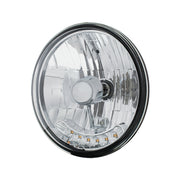 7" Crystal Headlight w/ 6 Amber LED Position Light
