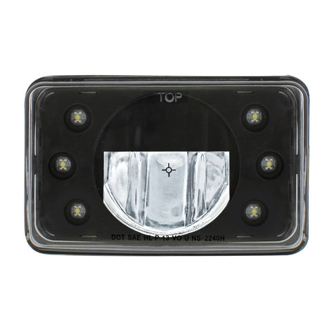 LED 4" x 6" Blackout Headlight w/ 6 White LED Position Lights - High Beam