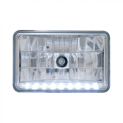 4" x 6" Crystal Headlight w/ 9 White LED Position Light - Low Beam