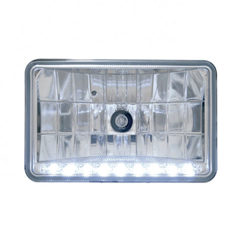 4" x 6" Crystal Headlight w/ 9 White LED Position Light - High Beam