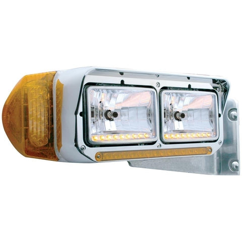 4" x 6" Crystal Headlight w/ 9 Amber LED Position Light - Low Beam