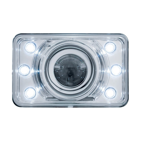 4" x 6" Crystal Projection Headlight w/ 6 White LED Position Light - Low Beam