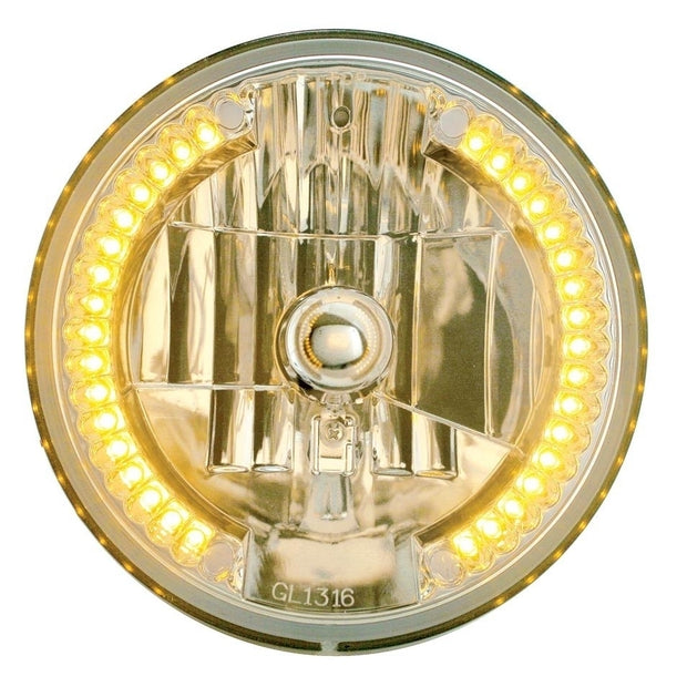 7" Crystal Headlight w/ 34 Amber LED Position Light
