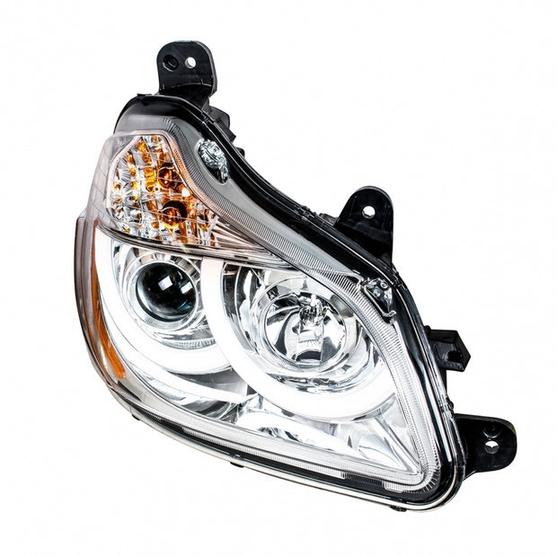 Chrome Projection Headlight w/ LED Position Light For 2013+ Kenworth T680