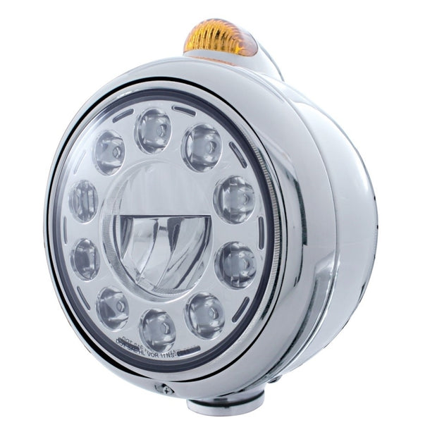 "GUIDE" PETERBILT 11 HIGH POWER LED CRYSTAL HEADLIGHT W/ 5 LED DUAL FUNCTION TOP MOUNT LIGHT