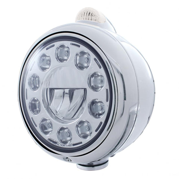 "GUIDE" PETERBILT 11 HIGH POWER LED CRYSTAL HEADLIGHT W/ 5 LED DUAL FUNCTION TOP MOUNT LIGHT
