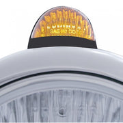 BLACK "GUIDE" HEADLIGHT W/ AMBER DUAL FUNCTION TOP MOUNT LIGHT - 34 AMBER LED CRYSTAL HALOGEN