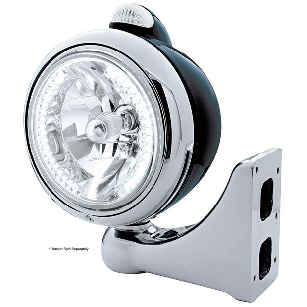 BLACK "GUIDE" HEADLIGHT W/ AMBER DUAL FUNCTION TOP MOUNT LIGHT - 34 AMBER LED CRYSTAL HALOGEN